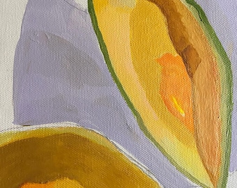 Abstract Fruit Painting: Minimalist Kitchen Still Life, 8x10 Canvas