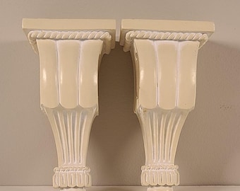 Vintage Cream Wall Corbels – Set of 2 Decorative Shelves, French Country Accent