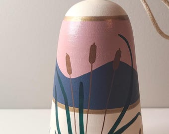 Hand-Painted Ceramic Wind Chime: Coastal Nova Scotia Pottery