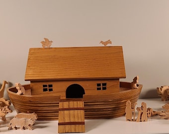 Handcrafted Wooden Noah's Ark Set • 50+ Animals, Heirloom Toy