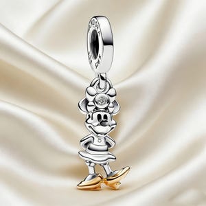 100th Anniversary Minnie MouseLab-grown Diamond Dangle Charm,925 SterlingSilver Charm,Compatible with Pandora Bracelets,Inspired,PerfectGift image 1
