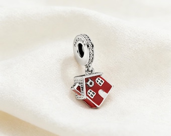 Charm de cabaña navideña, charm de plata de ley 925, compatible con pulseras Pandora, inspirado en el regalo perfecto para niñas y mujeres.