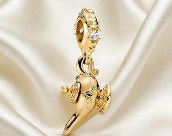 Aladdin Magic Lamp Dangle Charm,925 Sterling Silver Charm,Compatible with Pandora Bracelets,Inspired,Perfect Gift for Girls Women