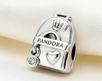 Charm de mochila, charm de plata de ley 925, compatible con pulseras Pandora, inspirado en el regalo perfecto para niñas y mujeres.