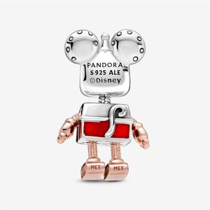 Zawieszka robot Myszka Miki, zawieszka ze srebra próby 925, kompatybilna z bransoletkami Pandora, inspirowana, idealny prezent dla dziewczyn i kobiet zdjęcie 2