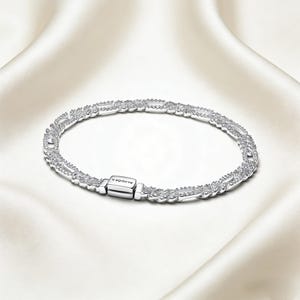 Pulsera Pandora de cadena cubana ovalada, pulsera con dijes de la serie ME, brazalete de plata simple y delicado para mujer.