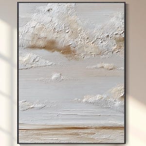 Óleo wabi sabi nubes blancas textura minimalista arte abstracto cuadro pared salón moderno lienzo original regalo personalizado
