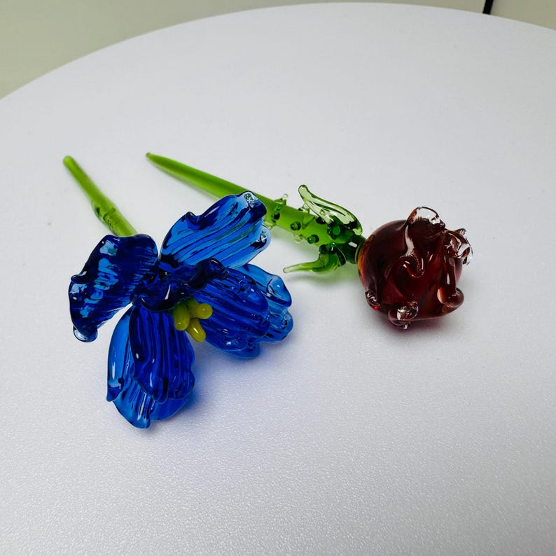 Hand Glass Birth Month Flower｜Hand Blown Glass Flower Bouquet｜Personalized Floral Keepsake｜Lily of the Valley, Larkspur, Holly, Honeysuckle image 20
