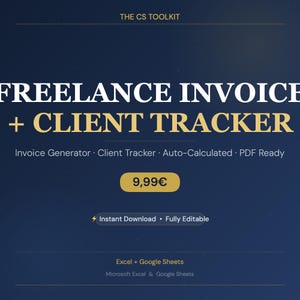 Freelance Invoice Template + Client Tracker | Auto-Calculating Excel Spreadsheet | Invoice Generator | Freelancer Tools