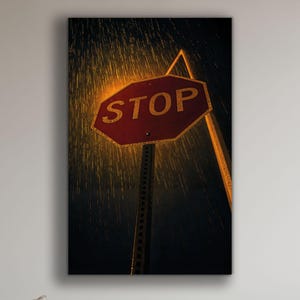 3D Glass Print: Moody Night Landscape - Urban Noir Wall Art