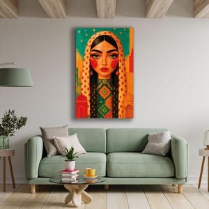 Ethnic Woman Portrait Glass Wall Art: Boho Pop Art Decor