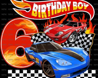 Hot Wheels Autos Geburtstagskind 6th | Racing Birthday Boy PNG, Sublimationsdesign, Sofortiger Download, Digitale Datei, Digitaler Download, PNG Datei