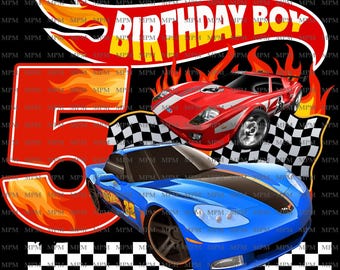 Hot Wheels Cars Birthday Boy 5th | Racing Birthday Boy PNG | Sublimation Design | Instant Download | Digital File|Digital Download