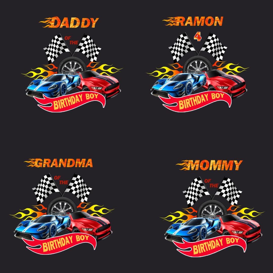Hot Wheels Birthday Designs Car Theme, Mommy, Daddy, Sister, Grandma Of The Birthday Boy Ramon 4, PNG, Sublimation Design, Instant Download