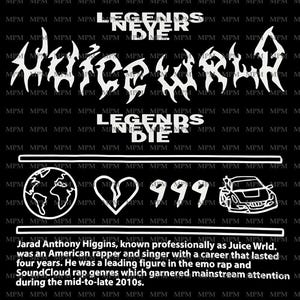 Juice Wrld Legends Never Die 999 SVG, Juice Wrld Digital Art, 999 PNG Files, Rapper Artwork, Crafting Digital Files, PNG Sublimation, Png