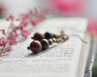 Boucles d'oreilles corail rouge, pendants simples en corail, boucles d'oreilles corail cuivré, boucles d'oreilles globe, boucles d'oreilles boule, cadeau bijoux corail pour elle