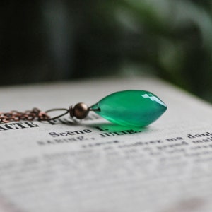 Green Onyx Necklace, Gypsy Natural Onyx Teardrop Necklace, Gift for Women, Boho Witch Jewelry, Green Onyx Jewelry image 2