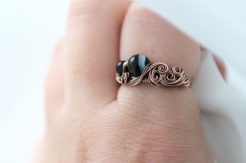 Black Sardonyx Ring, Bohemian Retro Ring, Black Ring, Sardonyx Jewelry, Black Boho Ring image 4