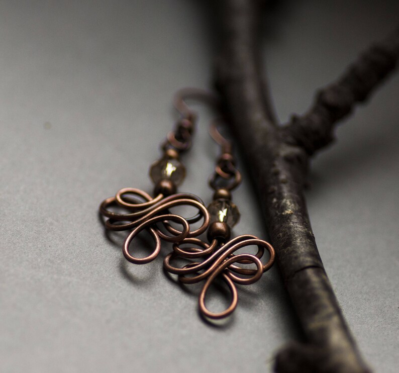 Celtic Knot Earrings Golden Copper Rustic Earrings Wire Etsy