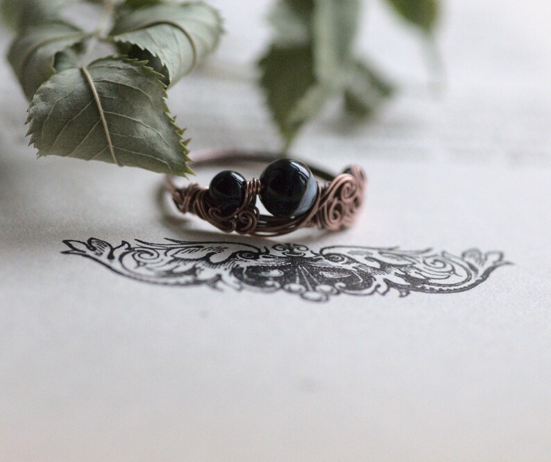 Black Sardonyx Ring, Bohemian Retro Ring, Black Ring, Sardonyx Jewelry, Black Boho Ring image 5