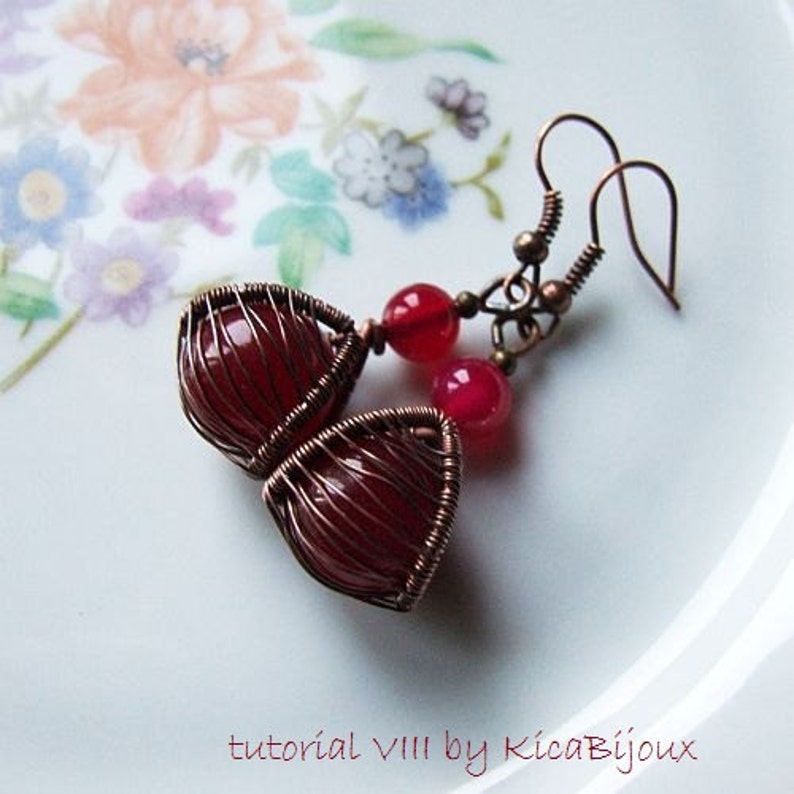 tutoriel de boucles d'oreilles enroulées de fil tutoriel de bijoux tutoriel de boucles d'oreilles en filet de cuivre enroulé de fil image 2