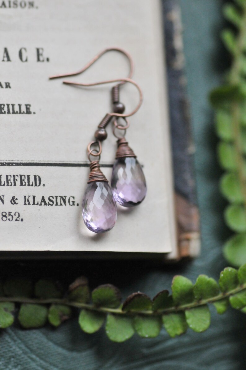 Ametrine Drop Earrings, Faceted Gemstone Earrings, Purple Transparent Ametrine Jewelry, Handmade Gemstone Ametrine Jewelry image 5