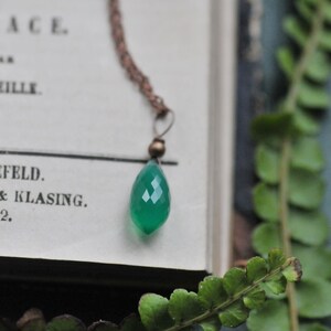 Green Onyx Necklace, Gypsy Natural Onyx Teardrop Necklace, Gift for Women, Boho Witch Jewelry, Green Onyx Jewelry image 3