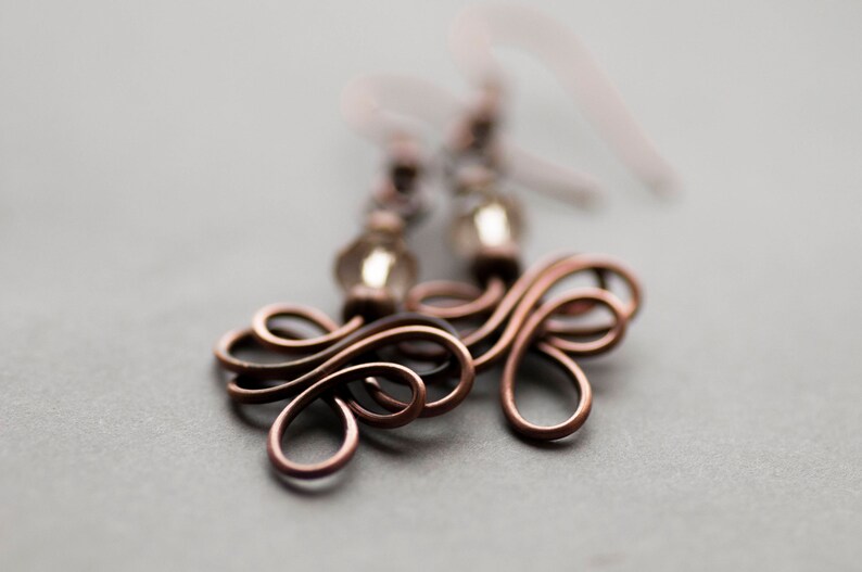 Celtic Knot Earrings Golden Copper Rustic Earrings Wire Etsy