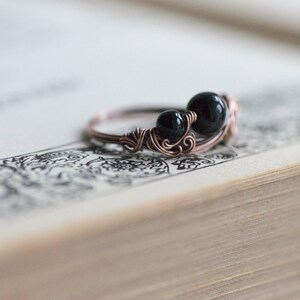 Black Sardonyx Ring, Bohemian Retro Ring, Black Ring, Sardonyx Jewelry, Black Boho Ring image 2