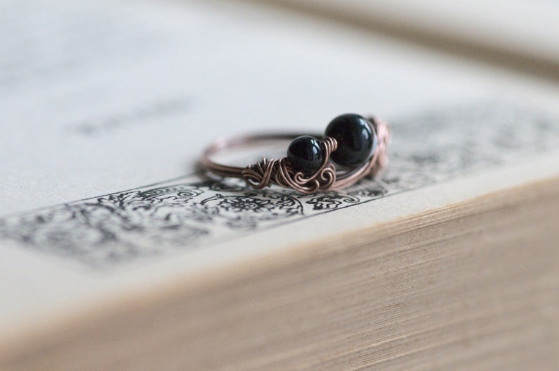 Black Sardonyx Ring, Bohemian Retro Ring, Black Ring, Sardonyx Jewelry, Black Boho Ring image 2