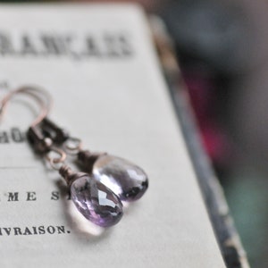 Ametrine Drop Earrings, Faceted Gemstone Earrings, Purple Transparent Ametrine Jewelry, Handmade Gemstone Ametrine Jewelry image 3