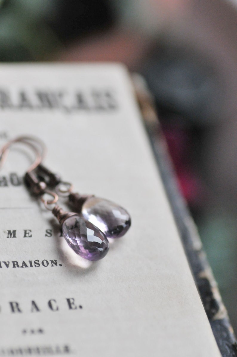 Ametrine Drop Earrings, Faceted Gemstone Earrings, Purple Transparent Ametrine Jewelry, Handmade Gemstone Ametrine Jewelry image 3