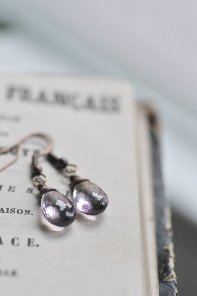 Ametrine Drop Earrings, Faceted Gemstone Earrings, Purple Transparent Ametrine Jewelry, Handmade Gemstone Ametrine Jewelry image 4