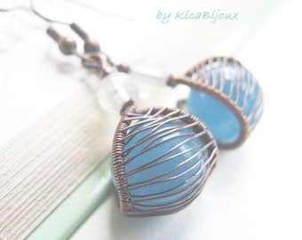 wire wrapped earrings tutorial  - jewelry tutorial - wire wrapped  copper dangle net earrings tutorial