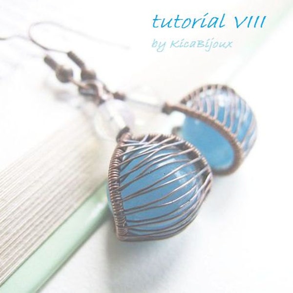 wire wrapped earrings tutorial  - jewelry tutorial - wire wrapped  copper dangle net earrings tutorial