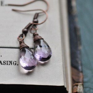 Ametrine Drop Earrings, Faceted Gemstone Earrings, Purple Transparent Ametrine Jewelry, Handmade Gemstone Ametrine Jewelry image 1