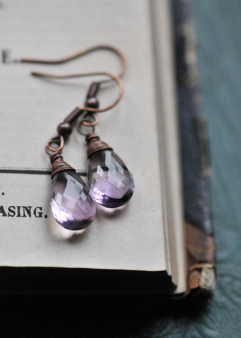 Ametrine Drop Earrings, Faceted Gemstone Earrings, Purple Transparent Ametrine Jewelry, Handmade Gemstone Ametrine Jewelry image 1