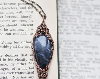 Calypso Necklace, Blue Sodalite Necklace, Witchy Nature Jewelry, Ocean Sea Jewelry, Nautical Water Inspired Pendant