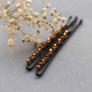 Brown Honey Bobby Pins, Autumn Coffee Caramel Bobby Pins Brown Hair Clips, Autumn Bobby Pins Set image 1