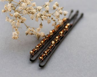 Brown Honey Bobby Pins, Autumn Coffee Caramel Bobby Pins Brown Hair Clips, Autumn Bobby Pins Set