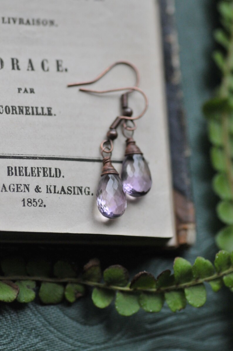 Ametrine Drop Earrings, Faceted Gemstone Earrings, Purple Transparent Ametrine Jewelry, Handmade Gemstone Ametrine Jewelry image 2