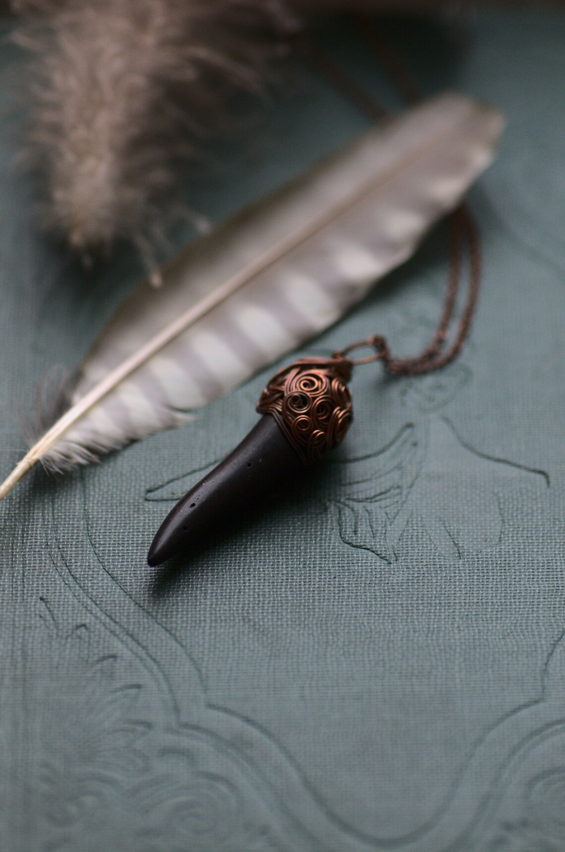 Black Fang Necklace Witch Necklace Unisex Gemstone Fang Etsy