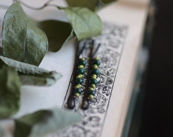 Green Malachite Bobby Pins, Forest Hair Accessory, Garden Wedding, Malachite Green Bohemian Bobby Pins set of 2