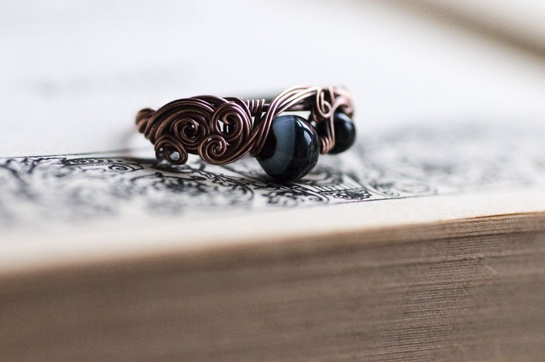 Black Sardonyx Ring, Bohemian Retro Ring, Black Ring, Sardonyx Jewelry, Black Boho Ring image 1