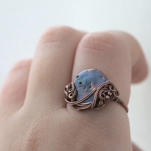 Full Moon Ring, US size 8 or 6.5, Witchcraft Moon Jewellery, Gypsy Gray Freshwater Pearl Moon Ring, Gift for a Witch 8 US