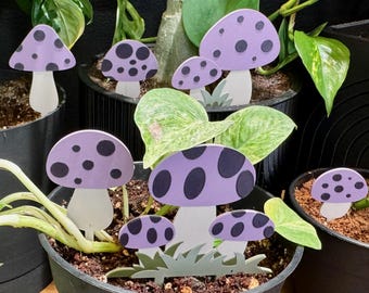 Mushroom Plant Stakes (Set of 6) | Colorful or "Moody" Options | Unique Fairy Garden Mushrooms