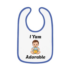 I Yam Adorable Baby Bib with Contrast Trim, Cute Baby Shower Gift, Infant Feeding Accessory, Funny Bib for Toddlers, I Yam Adorable
