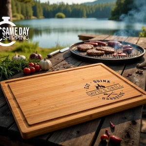 Personalized Grilling Cutting Board, Custom BBQ Cutting Board, Bamboo BBQ Board for Him,  Grill Lover Board, Gift For Dad, BBQ Gift for Men