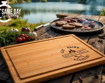 Personalized Grilling Cutting Board, Custom BBQ Cutting Board, Bamboo BBQ Board for Him,  Grill Lover Board, Gift For Dad, BBQ Gift for Men