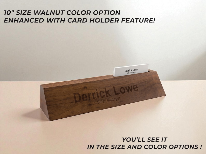 Personalized Engraved Desk Name Plate, Custom Name wedge, Custom Desk Name Sign, Office Walnut Desk Plate, Corporate Office Gifts Bild 4